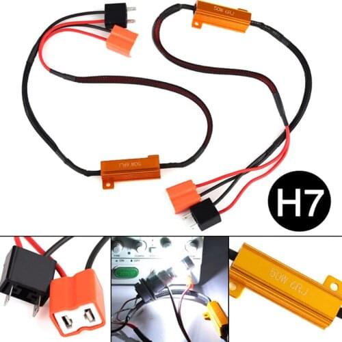 2Pcs 50W H7/9005/9006 Car Load Resistor Error Canceller LED Decoder Canbus Free Wiring Canceller Decoder Light