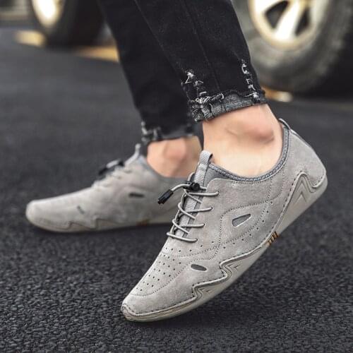 Fashion Cow Suede Leather Casual Sneakers Men Driving Comfortable Casual Slio On Men Loafers Men Flats Hot Sale Moccasins Shoes