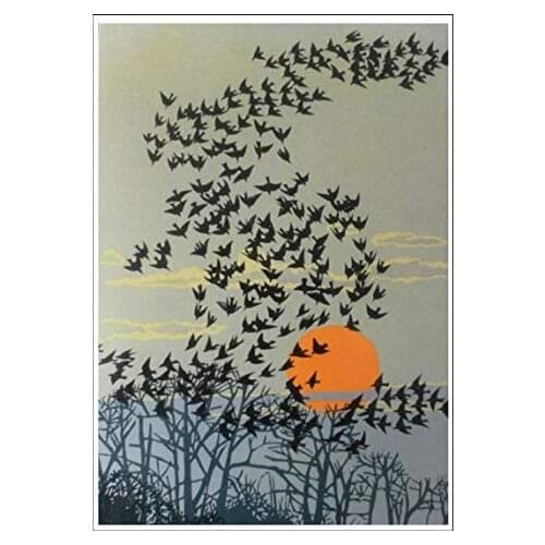 Metal Wall Card Dayan Flying South, Sunset, West, Art Landscape Poster, Bedroom Wall Decoration, Retro Metal Plate 8X12 Inch