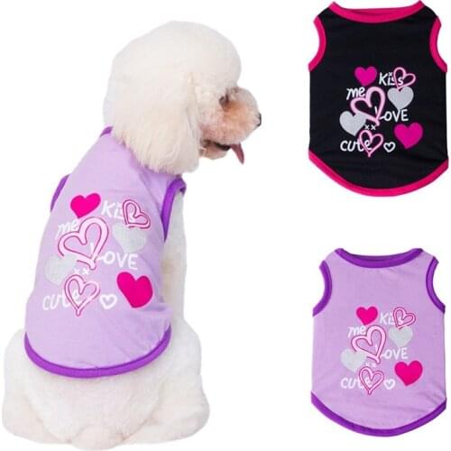 Cute Printed Dog Clothes for Small Dogs Summer Pets Tshirt Puppy Dog Clothes Pet Cat Vest Cotton T Shirt Pug Apparel Costumes