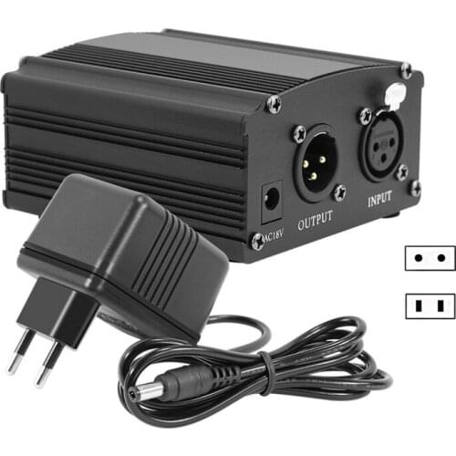 Aluminum Alloy Mini Noise Reduction 48V Phantom Power Adaptor for Condensor Microphone Sound Card