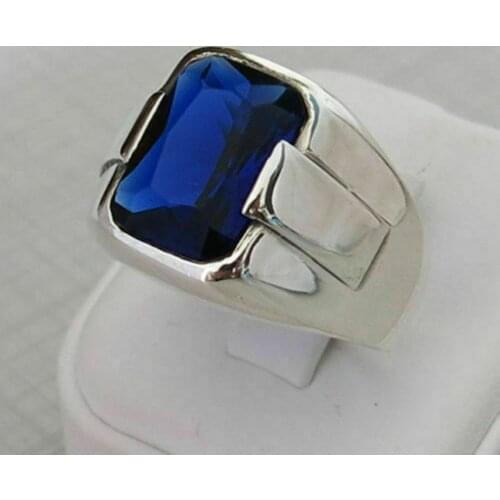 Turkish Handmade 925 Sterling Silver Jewelry Sapphire Mens Ring
