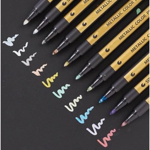 10pcs/set Metallic Markers Graffiti Paints Pens Multicolor Highlighter Signature Pen School Art Supply Markers Set