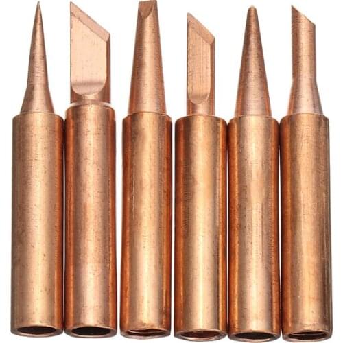 6pcs 900M-T Lead Free Soldering Iron Tips Copper Solder Head Set For Welding Tools Accessories