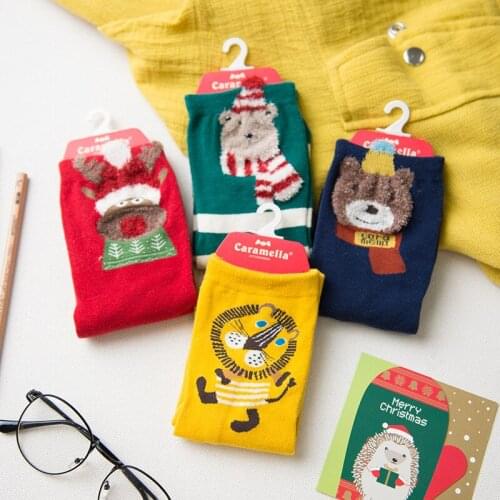 Caramella 2017 New Womens Cartoon Cotton Casual Character Socks Ladies Female Girl Men Christmas Gift Hosiery Red Striped Sock