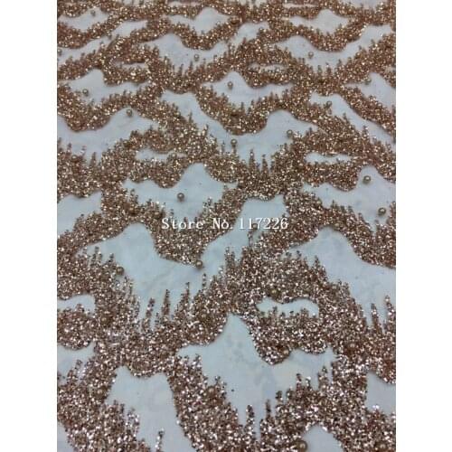 New design rose gold sparkle print glued glitter powder tulle mesh lace fabric for sawing/ evening dress/stage