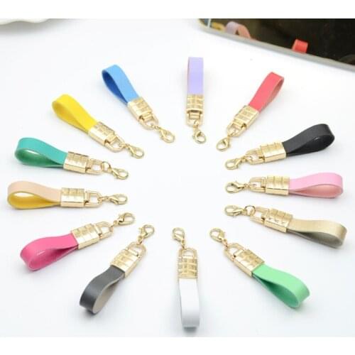 New KC Gold Color Keyrings PU Leather Cord Trinket Keychain Rope For Pompons Keychains Tassel DIY Findings Gift