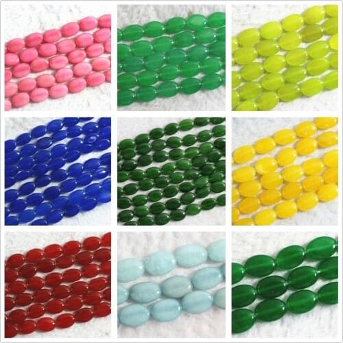 Lovely multicolor jades natural stone chalcedony 13x18mm new stone oval fashion round loose beads diy jewelry 15" B327