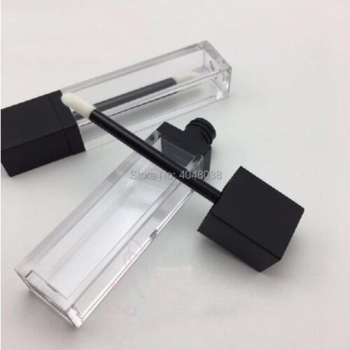 Empty Lip Gloss Tubes 7ML Clear Lipgloss Packaging Container Refillable Bottles Square Matte Black Lipstick Liquid Oil Tube