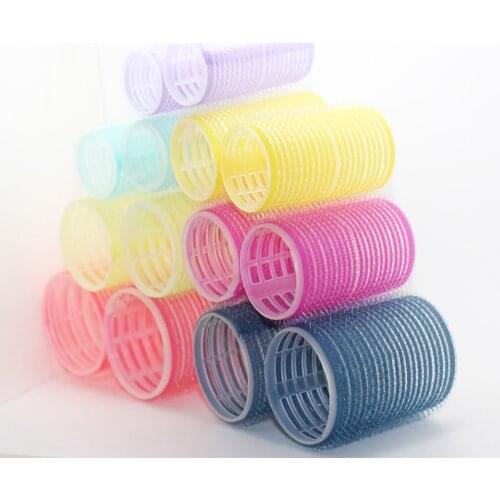 12Pcs/Pack Hairdressing Roller 4 Sizes Home Magic Magic Large Self-Adhesive Hair Rollers Styling Roller Roll Curler Beauty Tools