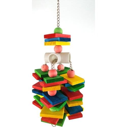 Large, medium and small parrot color building blocks bite toy Colorful bite string ladder climbing ladder