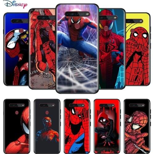 Marvel Spider-Man Avengers Super Hero For LG G8 G8S G8X V30 V30S V40 V50 V50S V60 Q60 ThinQ 5G TPU Silicone Black Phone Case