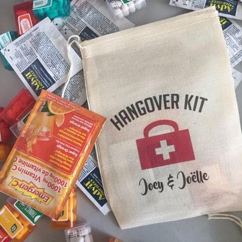Custom wedding party kit bag bridal Shower gift Bags bridesmaid survival kit bags hen party hangovers bag bachelorette favor bag