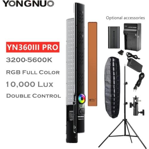 YONGNUO YN360III PRO Photography LED Video Light Touch Adjusting RGB Color Temperature 3200-5600K Ice Stick Lamp For Vlog TikTok