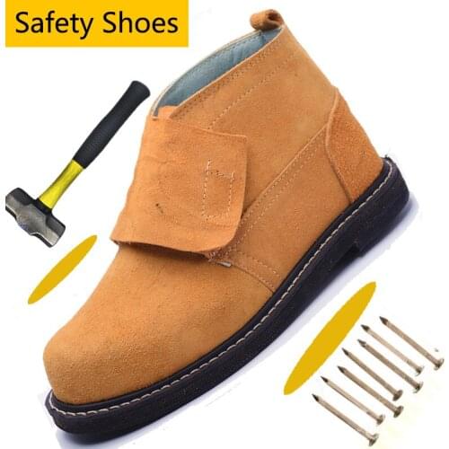 Welder Anti-sparks Heat Resistant Work Boots Comfortable Anti-Puncture Work Shoes for Men All In One Safety Shoes