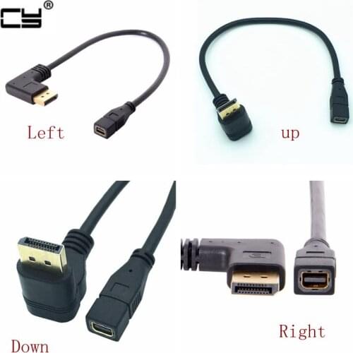 Up & Down & Left & Right 90 Degree Angled Thunderbolt Mini DisplayPort Female To DP Male cable For MacBook Surface pro3 pro2