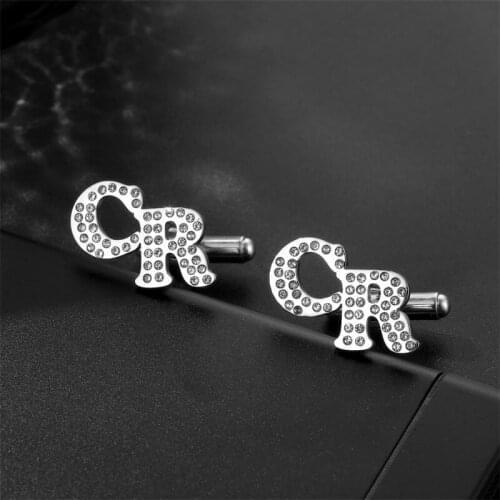 Personalized Zircon Letter Name Cufflinks Jewelry Gifts Customize Names Cuff links Buttons Initials Letters Wedding Cufflink