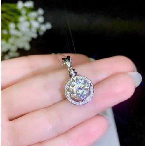KOFSAC Luxury Silver Color Necklaces Women Shiny 2 Carats Zirconia Round Pendant Jewelry Lady Valentines Day Accessories Joyas