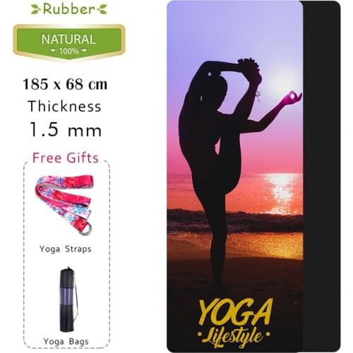 1.5mm Eco Printed Suede Yoga Mat Natural Rubber Non Slip Fitness Pad Women Gym Foldable Workout Pilates Mat Machine Washable