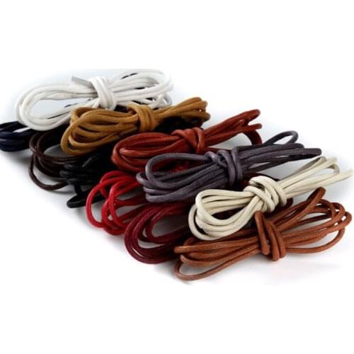 1Pair Waxed Cotton Round Shoe laces Leather Waterproof ShoeLaces Men Martin Boots Shoelace Shoestring Length 60/80/100/120/140CM