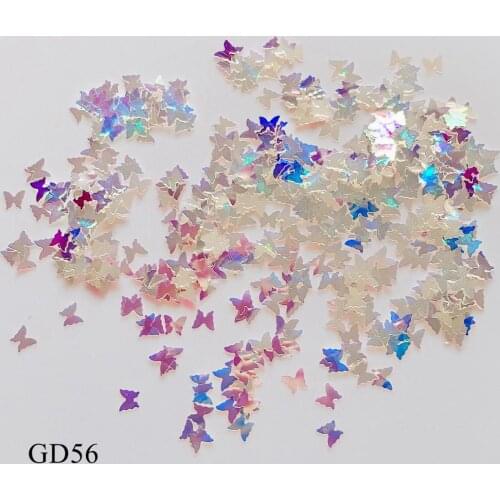 10G/3G Cute Shinny Crystal Blue Butterfly Glitter Nail art Glitter Pieces Nail art decoration GD56