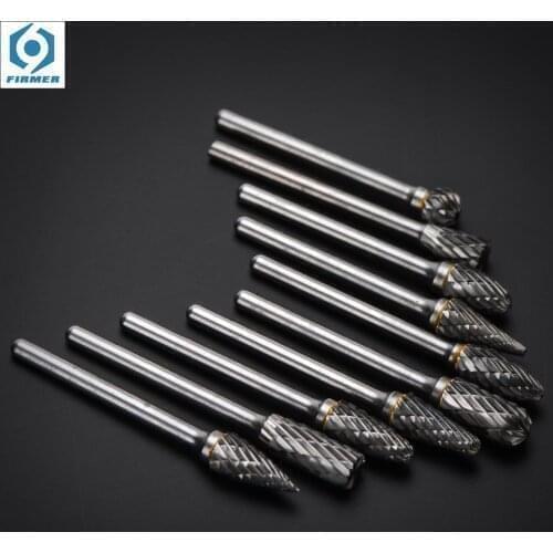 10pcs Rotary Burrs Tungsten Carbide Steel Rotary Files Burr Set 3mm Shank 6mm Cutting Head Diameter Metalworking Tool