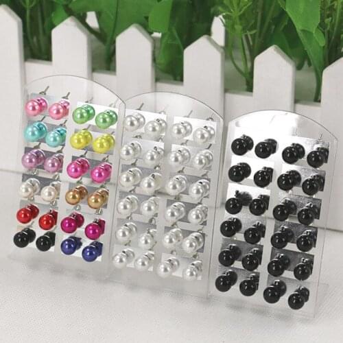 12 Pairs One Pack Ball Earrings For Women Mix Color New Fashion Stud Earrings For Ladies Casual Pendant Earrings Pearl Earrings