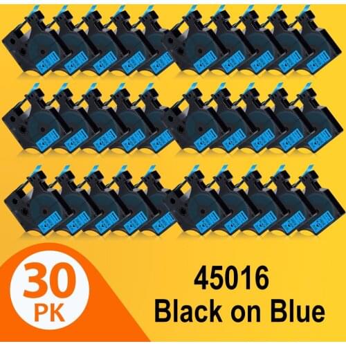 30PK 45016 Tapes Compatible for Dymo D1 45016 12mm Black on Blue Printer Ribbon for Dymo LabelManager LM 160 LM 280 210 260P