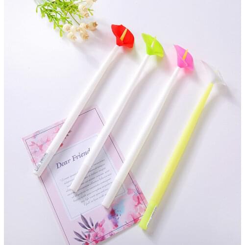 48PCS Palm Flowers Silica Gel Pen Creative Cartoon Plant Soft Pen Students Writing Pen Kawaii School Supplies Stationery