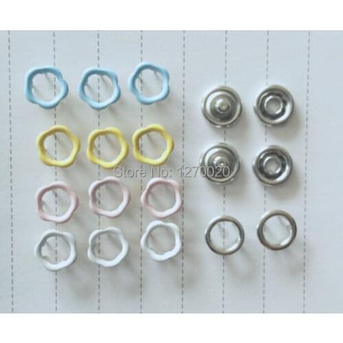 80set/lot Multicolour 9mm hollow prong snap buttons baby romper buckle snap