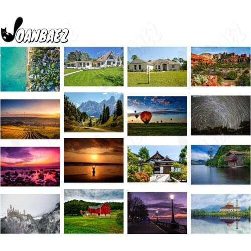 Nordic Landscape House Building Diamond Painting 5D Diy Wall Art Purple Sky Square Diamond Inlaid Home Room Decoration