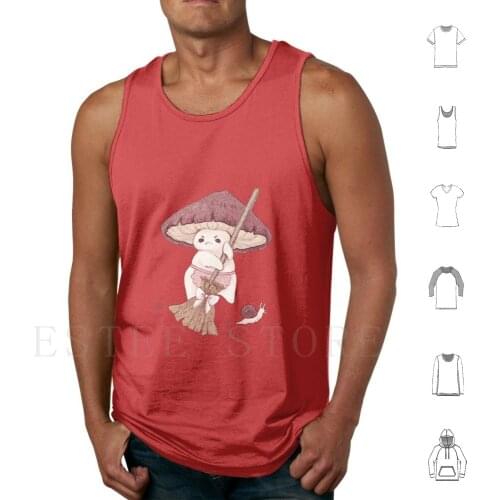 Angy Mushroom Does Not Like To Clean Tank Tops Vest Cotton Mushroom Fairy Tail Cute Fantasy Cleaning House Work Snail