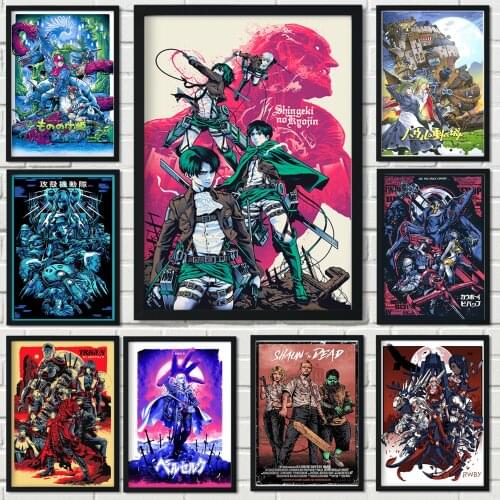 WTQ Anime Poster Movie TV Series Attack on Titan/Ghost In The Shell Wall Poster Canvas Painting Wall Art Picture Home Decor