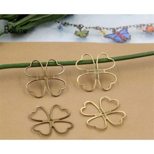 BoYuTe 100 Pcs 21MM Hollow Out Star Flower Charms Wholesale Brass Material Vintage Style DIY Jewelry Charms