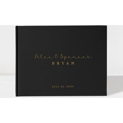 Black Wedding Guest Book, Black and Gold first communion Guest Book, Black Christmas Guest Book, Color Choices Available