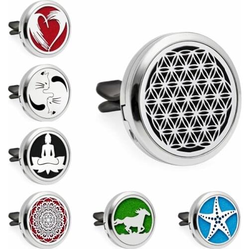 Flowr of life 30mm Car Essential Oil Diffuser locket Car vent clips Perfume Locket Car diffuser Locket Free 10Pads