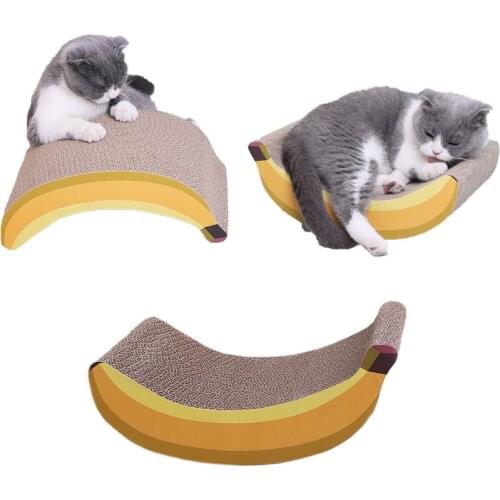 Cat Grinding Claws Cardboard Corrugated Paper Wear Resistant Scratcher Pad Banana Cat Scratcher Relaxing Bed Cat Supplies