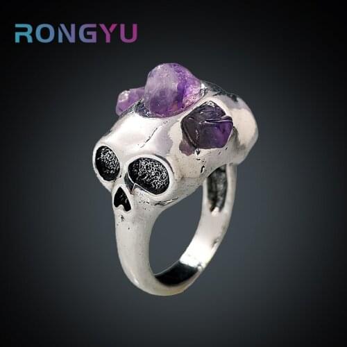 Fashion Amethyst Rings For Women Men Irregular Skull Ring Personalized Accessories Hot Sale Female Cool Matching Drop Shipping