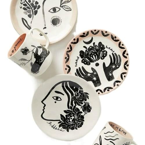 Schafers Box Is Exported To USA A * Nthropol * Gie Hand-Painted Creative Ceramic Dinner Plate Decorative Tray Dishes Ceramic