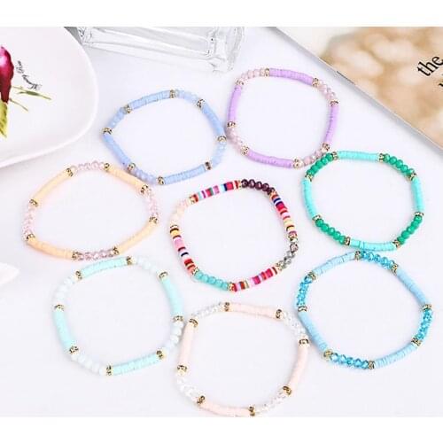 Coxeer 1pc Creative Bohemian Style Bracelet Handmade Creative Ceramic Bead Decor Bracelet Stretch Bracelet Jewelry Accessories