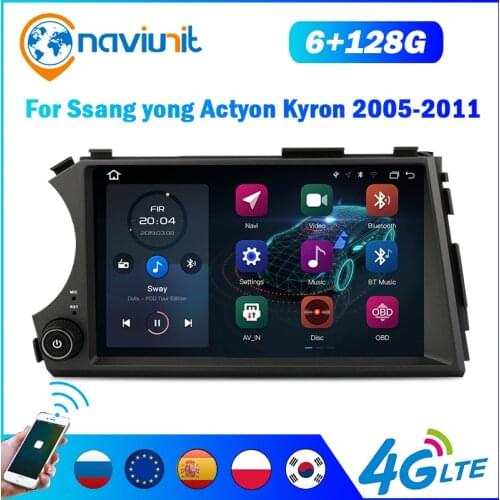 2 din android 10 car radio with screen For Ssangyong Kyron Actyon 2005-2011 intelligent system GPS auto audio video players 2DIN