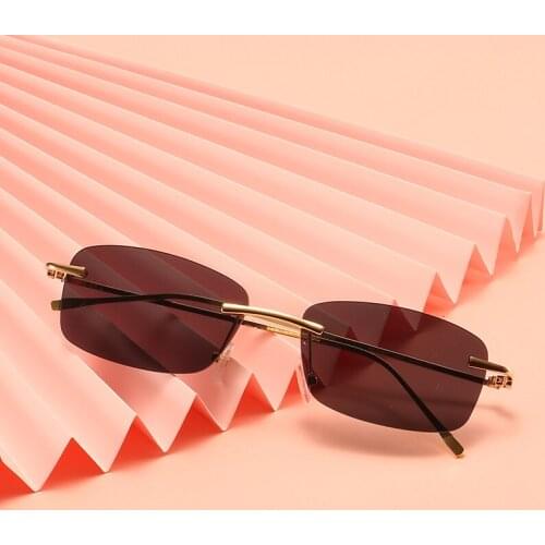 Small Rectangle Sunglasses Women Men Rimless Square 2021 Summer Style Female Sunglass UV400 Blue Pink Sun Glasses for Women