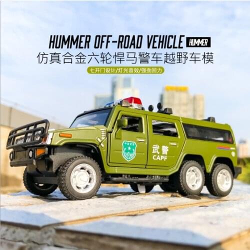 Simulation 1: 32 six wheel lengthened military alloy car childrens toy alloy car model ornament birthday gift green car