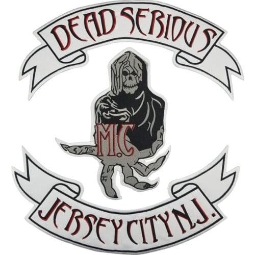 Dead Serious Jersey City Embroidery Patch Thermal Stickers for Ironing Clothes Motorcycle Biker Badges Jackets Vests Accessories