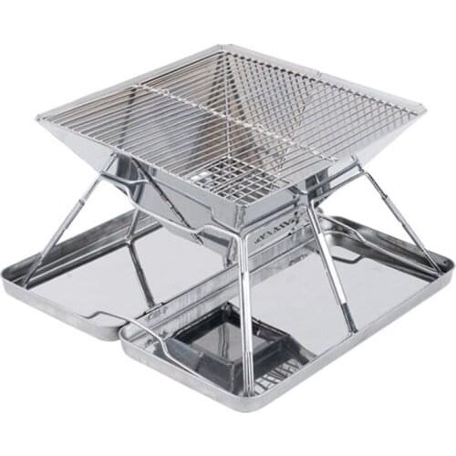 Stainless Steel Non-stick Grilling Outdoor BBQ Barbecue Rack 3-4 Person Picnic Oven for for Vegetable Steak Portable Folding
