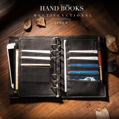 IPBEN 2020 New A6 A7 Personal Pocket Genuine Cow Leather Planner Classic Spiral Notebook Business Handbook Binder Storage Diary