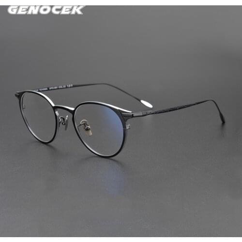 Vintage Pure Titanium Eyeglasses Frame Men Round Luxury Brand Prescription Myopia Optical Glasses Spectacles Frame Women Eyewear