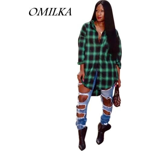 Женские рубашки в клетку OMILKA China At AliExpress