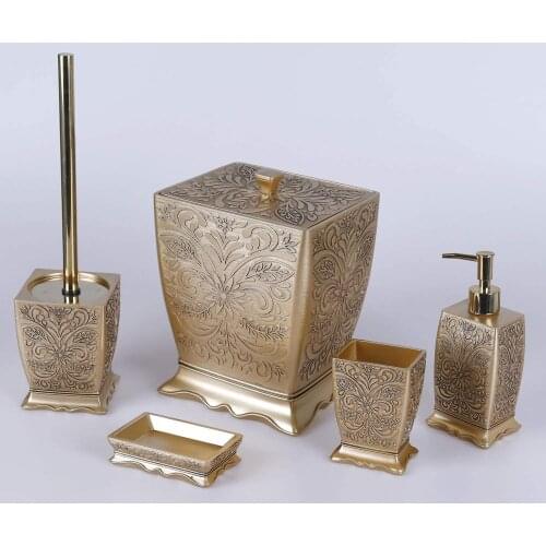 By Selim Labrazel 5 Piece Polyester Bath Set - Gold
