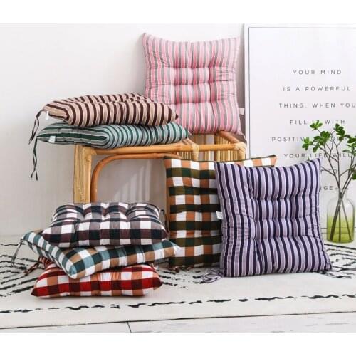 Seat Cushion Thicken Chairs Floor Cushions Pad Stripe Square Futon For Office Back Tatami Dining Room Sofa Home Decor 40*40cm/pc